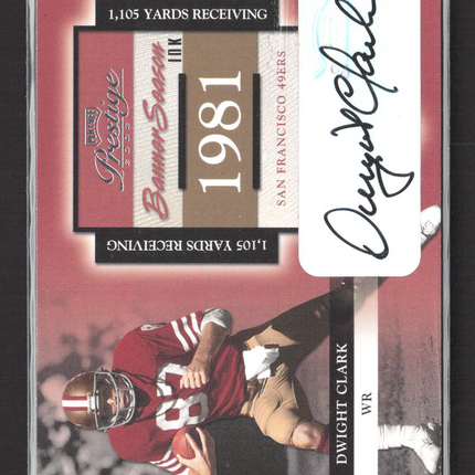 2002 Playoff Prestige Banner Season Dwight Clark #BS-10 06/25 Auto