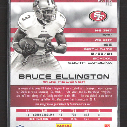 2014 Panini Rookies and Stars Bruce Ellington #115 01 / 25 RC Auto