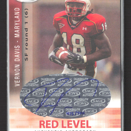 2006 SA-GE Red Level Vernon Davis #A15 Authentic Autograph Auto