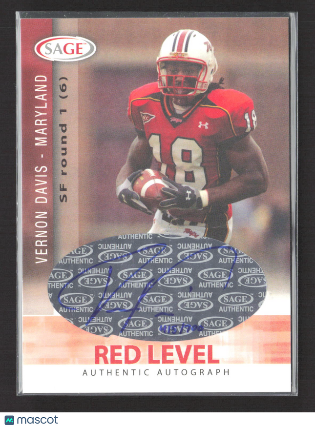 2006 SA-GE Red Level Vernon Davis #A15 Authentic Autograph Auto