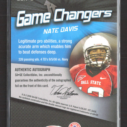 2009 SAGE HIT Game Changers Nate Davis #GCA-3 Auto