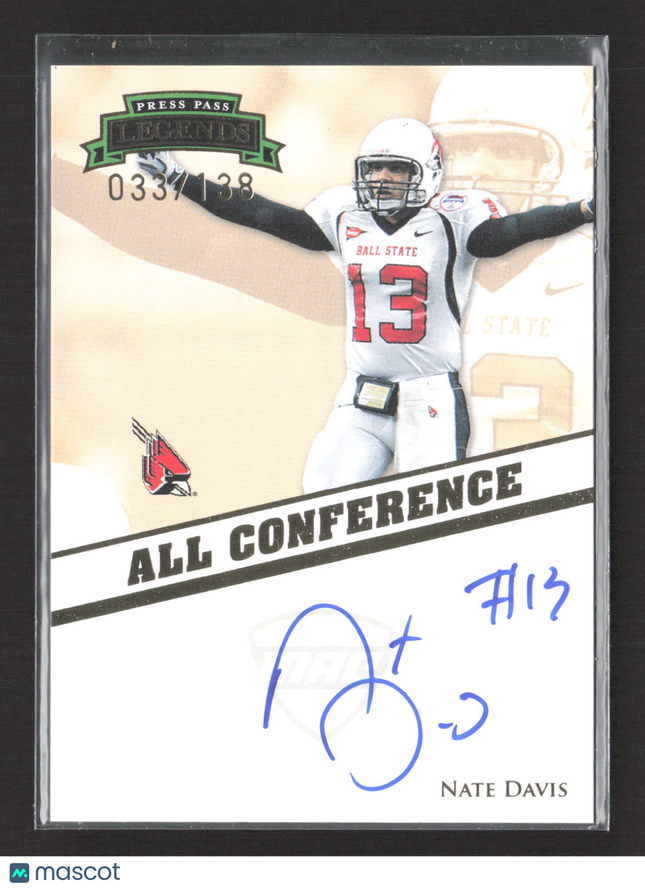 2009 Press Pass Legends Nate Davis #AC-ND Auto