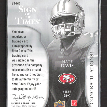2009 Upper Deck SP Authentic Sign of the Times Nate Davis #ST-ND Auto