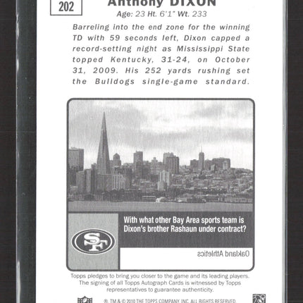 2010 Topps Magic Anthony Dixon #202 Auto