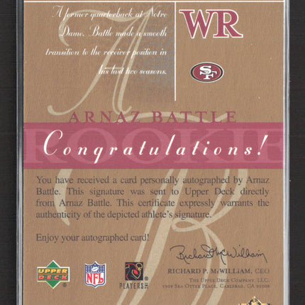 2003 Upper Deck SP Signature Edition Arnaz Battle #AR Auto