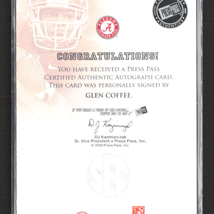 2009 Press Pass Legends Glen Coffee #AC-GC Auto