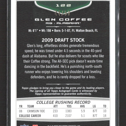 2009 Bowman Draft Stock Glen Coffee #122 RC 14/60 Auto