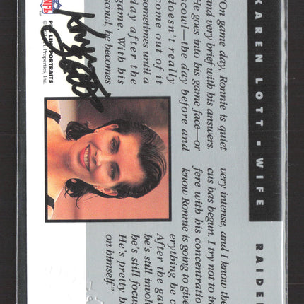 1992 Pro Line Portraits Spirit Wife of Ronnie Lott #S-21 Auto Karen Lott