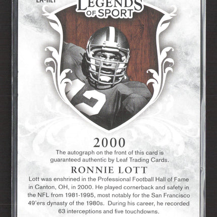 2015 Leaf Legends of Sport Enshrined Autographs Ronnie Lott #EA-RL1 Auto