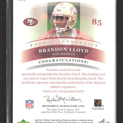2003 Upper Deck SP Authentic Brandon Lloyd #214 Auto