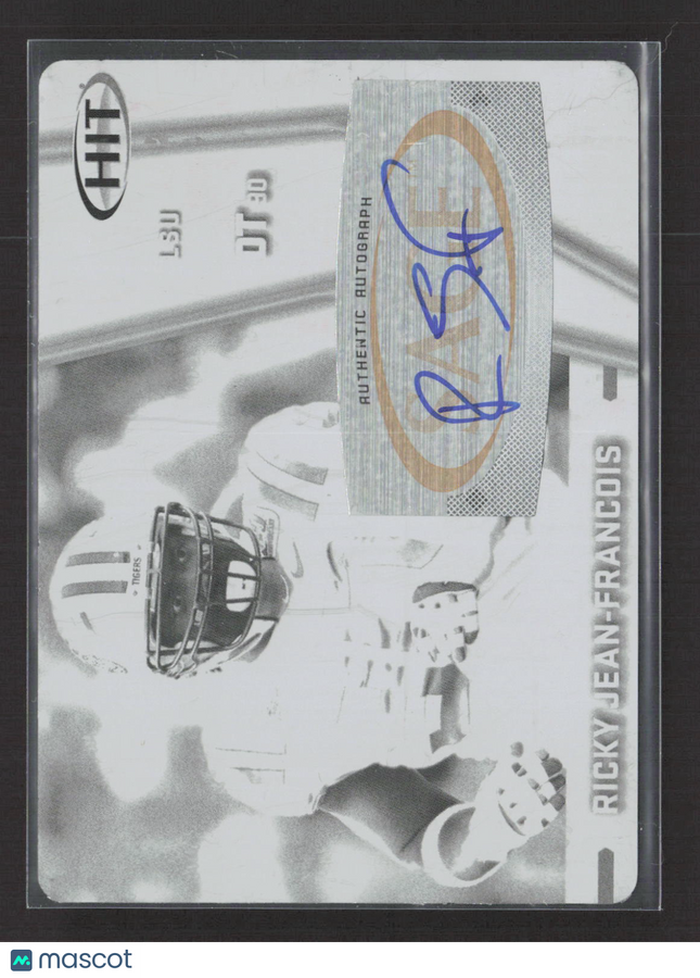 2009 HIT Football Ricky Jean-Francois Printing Plate 1/1 Auto