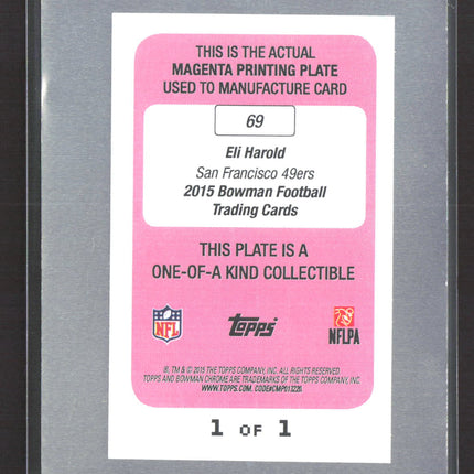 2015 Bowman Eli Harold #69 Magenta Printing Plate RC 1/1