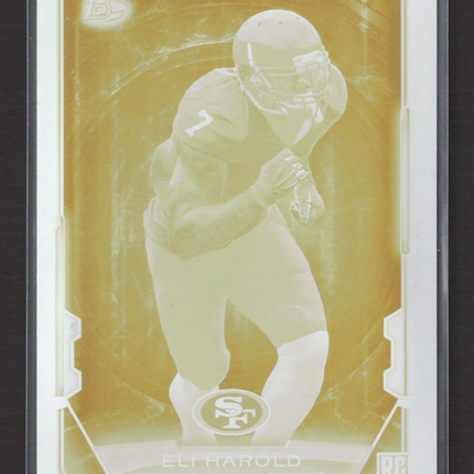 2015 Bowman Football Eli Harold #69 Yellow Printing Plate RC 1/1