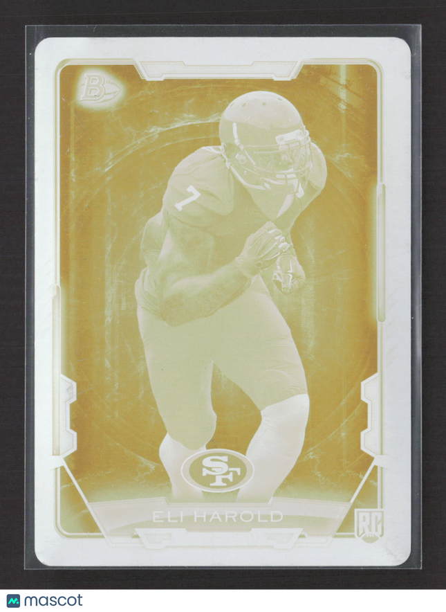 2015 Bowman Football Eli Harold #69 Yellow Printing Plate RC 1/1