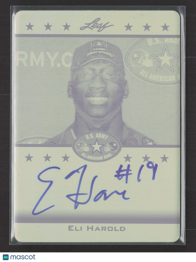 2012 Leaf US Army Eli Harold #TA-EH1 Yellow Printing Plate 1/1 Auto