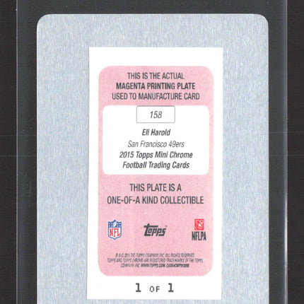 2015 Topps Chrome Mini Eli Harold #158 Magenta Printing Plate 1/1 Magenta