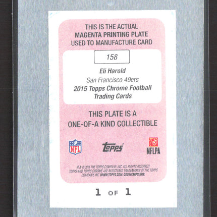 2015 Topps Chrome Eli Harold #158 Magenta Printing Plate 1/1 Magenta