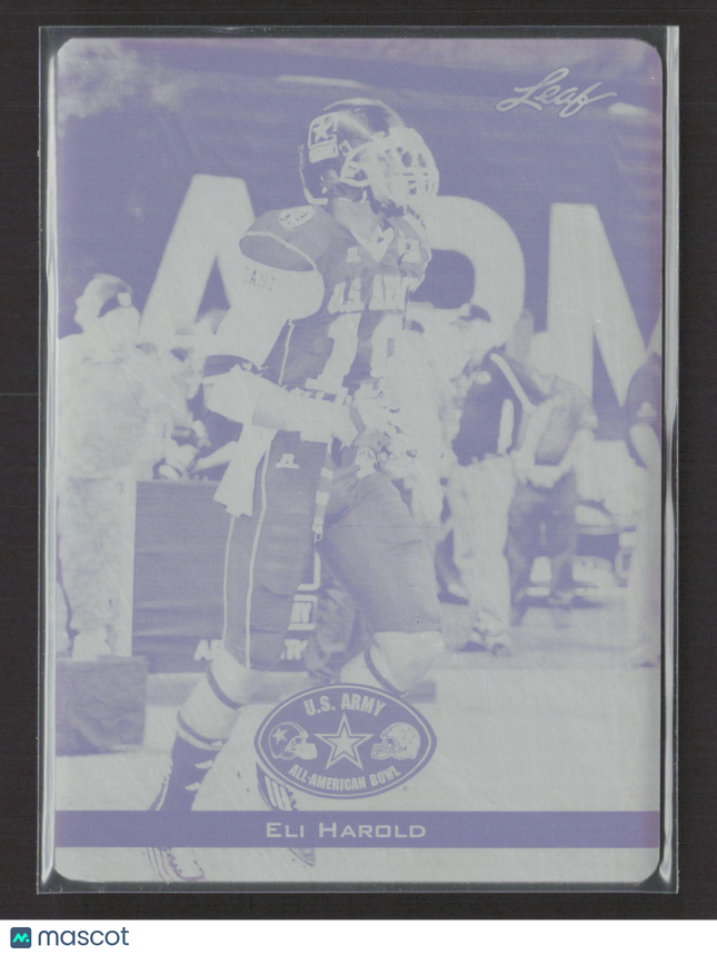 2012 Leaf US Army All-American Football Eli Harold #22 Black 1/1 Printing Plate
