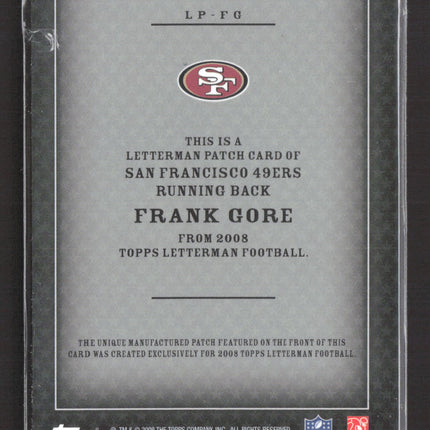 2008 Topps Letterman Football Frank Gore #LP-FG 3/3 Letterman Patch