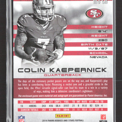 2014 Panini Rookies and Stars Colin Kaepernick #MS-CK Patch 12/20 Patch Auto