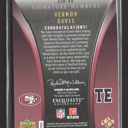 2006 Exquisite Vernon Davis Patch Auto 38/85