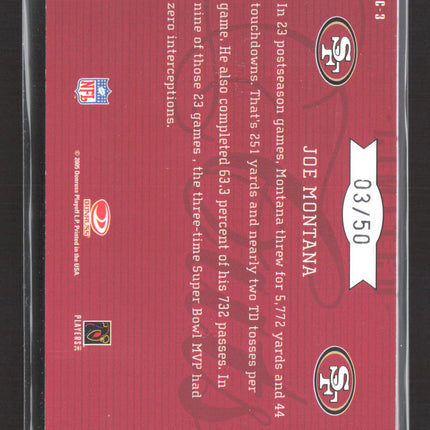 2005 Leaf Limited Limited Cuts Joe Montana #LC-3 03/50 Clothing Patch Auto