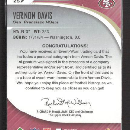 2006 Upper Deck SP Authentic Vernon Davis #257 Rookie 476/699 Patch Auto