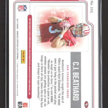 2017 Panini Donruss Certified Cuts C.J. Beathard #205 Jersey Patch Auto