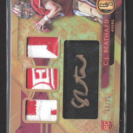 2017 Panini Gold Standard C.J. Beathard #293 Triple Patch Memorabilia 14/25 Auto