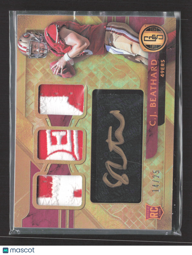 2017 Panini Gold Standard C.J. Beathard #293 Triple Patch Memorabilia 14/25 Auto