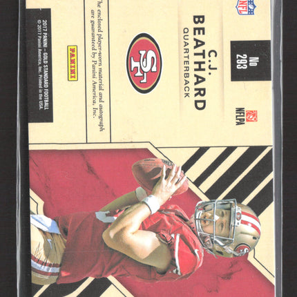 2017 Panini Gold Standard C.J. Beathard #293 Triple Patch Memorabilia 14/25 Auto