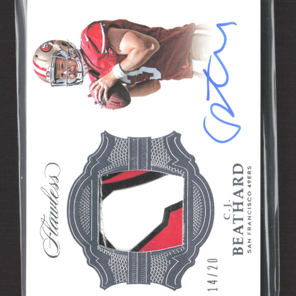 2018 Panini Flawless C.J. Beathard #SG-CJ Patch 14/20 Signature Gloves Auto