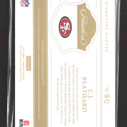 2018 Panini Flawless C.J. Beathard #SG-CJ Patch 14/20 Signature Gloves Auto