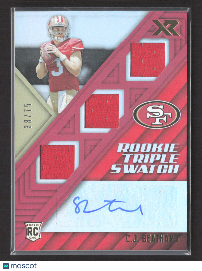 2017 Panini XR C.J. Beathard #166 Rookie Triple Swatch RC 38/75 Auto