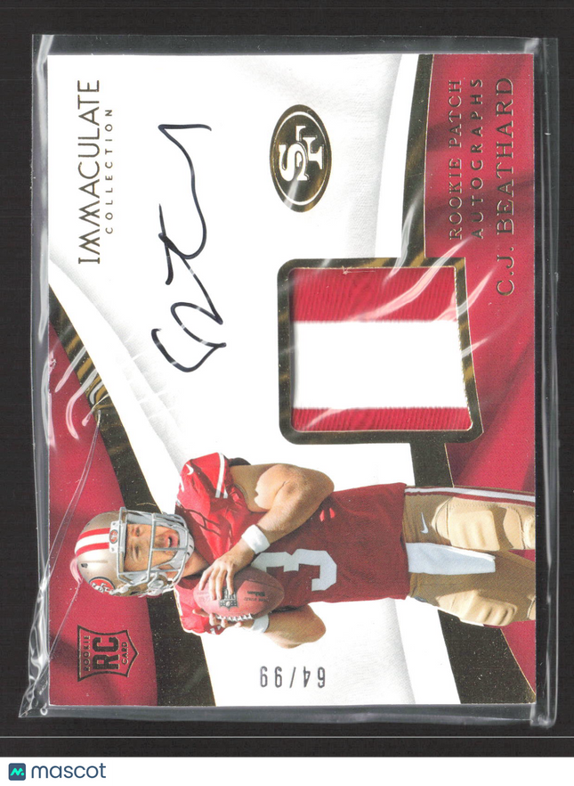 2017 Panini Immaculate Collection C.J. Beathard #108 64/99 Rookie Patch Auto /99