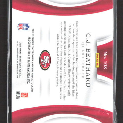 2017 Panini Immaculate Collection C.J. Beathard #108 64/99 Rookie Patch Auto /99