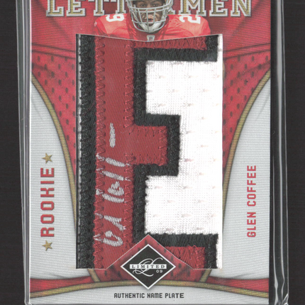 2009 Donruss Limited Lettermen Glen Coffee #2 Plate Patch Jersey Auto /6