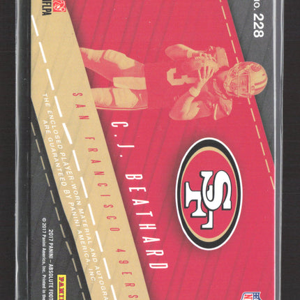 2017 Panini Absolute Football Rookie C.J. Beathard #228 Triple Patch RC Auto
