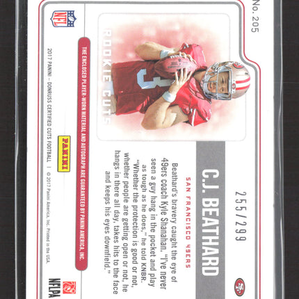 2017 Panini Donruss Certified Cuts C.J. Beathard #205 255/299 Patch RC Auto