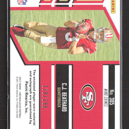 2017 Panini Unparalleled C.J. Beathard #305 Jersey Patch 170/199 Auto