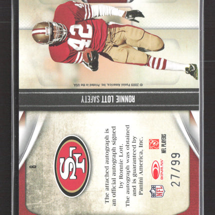 2009 Panini Playoff National Treasures Ronnie Lott #8 27/99 Super Bowl Auto