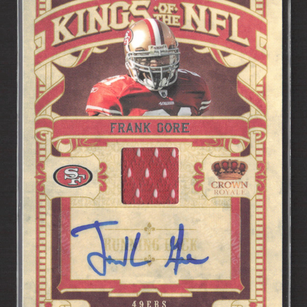 2010 Panini Crown Royale Kings of the NFL Frank Gore #8 15/25 Jersey Auto