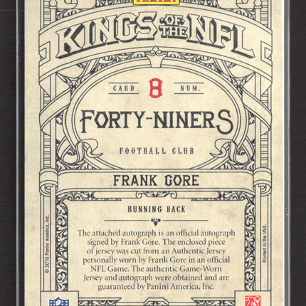 2010 Panini Crown Royale Kings of the NFL Frank Gore #8 15/25 Jersey Auto