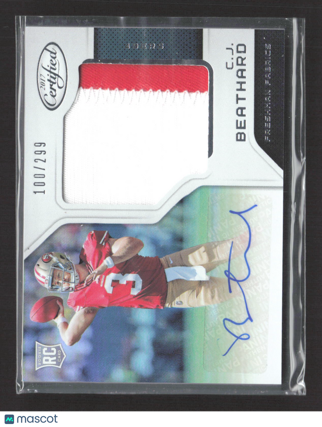 2017 Panini Certified Freshman Fabrics C.J. Beathard #226 Patch 100/299 RC Auto