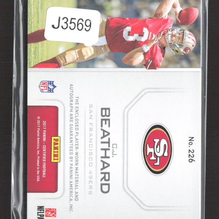 2017 Panini Certified Freshman Fabrics C.J. Beathard #226 Patch 100/299 RC Auto