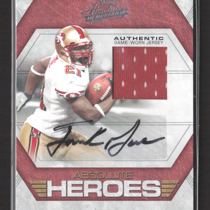 2008 Playoff Absolute Heroes Frank Gore #AH-23 07/10 Game-Worn Jersey Auto