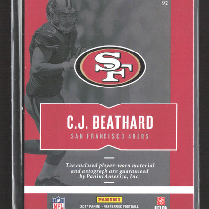 2017 Panini Preferred Silhouettes C.J. Beathard #92 44/49 Patch RC Auto