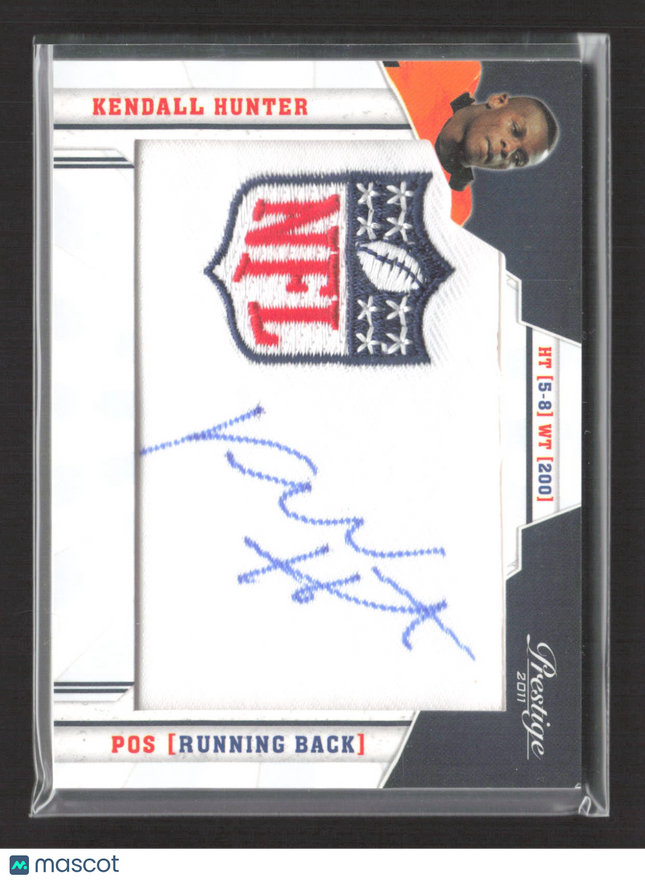 2011 Panini Prestige Kendall Hunter #20 Autograph NFL Shield Patch Auto