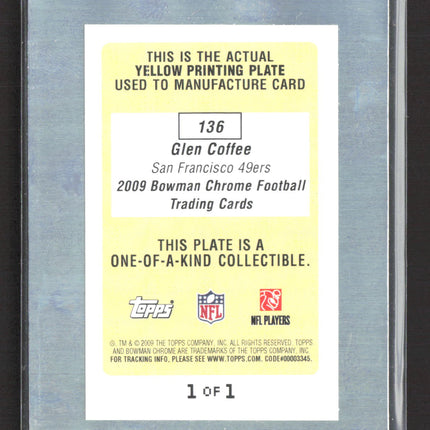 2009 Bowman Chrome Glen Coffee #136 Yellow Printing Plate 1/1