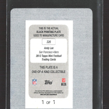 2013 Topps Mini Andy Lee #326 Black Printing Plate Printing Plate 1/1